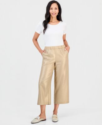 Women's Wide-Leg Metallic-Threaded Pants