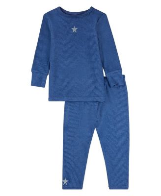 Little Girls Star Embroidered Textured 2 Pc Lounge Set