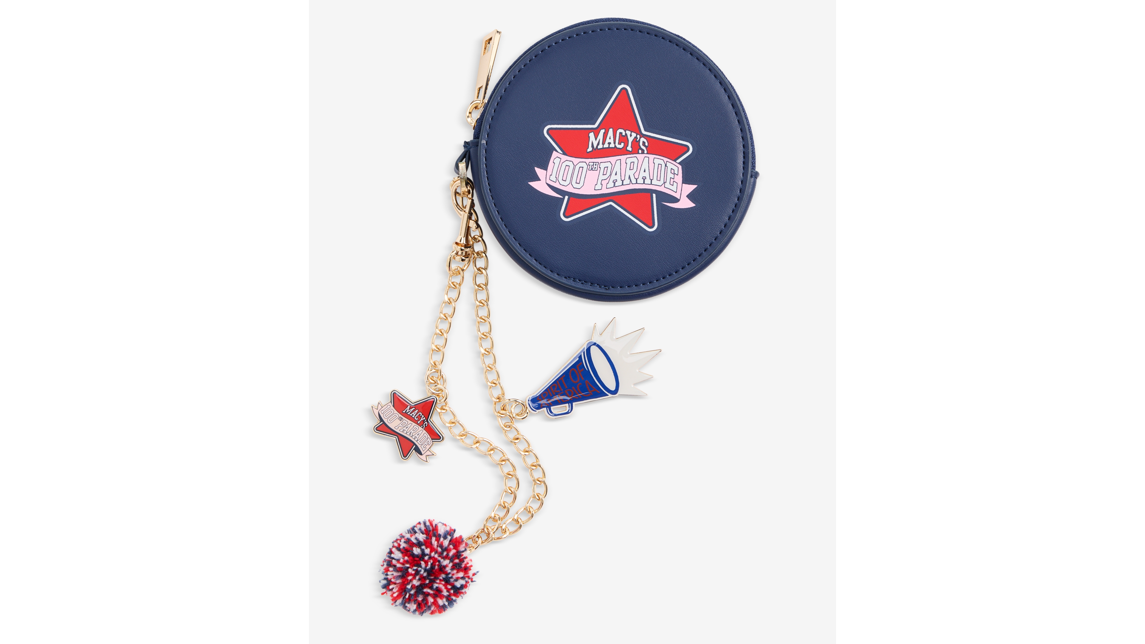 Macy's 100th Thanksgiving Day Parade Spirit of America Pouch Detachable Chain Bag Charm, Macy's Exclusive