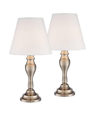 Traditional Accent Table Lamps 19 1/4" High Set of 2 Brass Shade Touch On Off for Bedroom Bedside Office