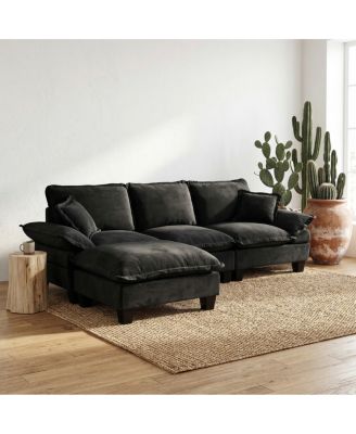 Modular L-Shape Cloud Sectional Sofa with Ottoman and Pillows