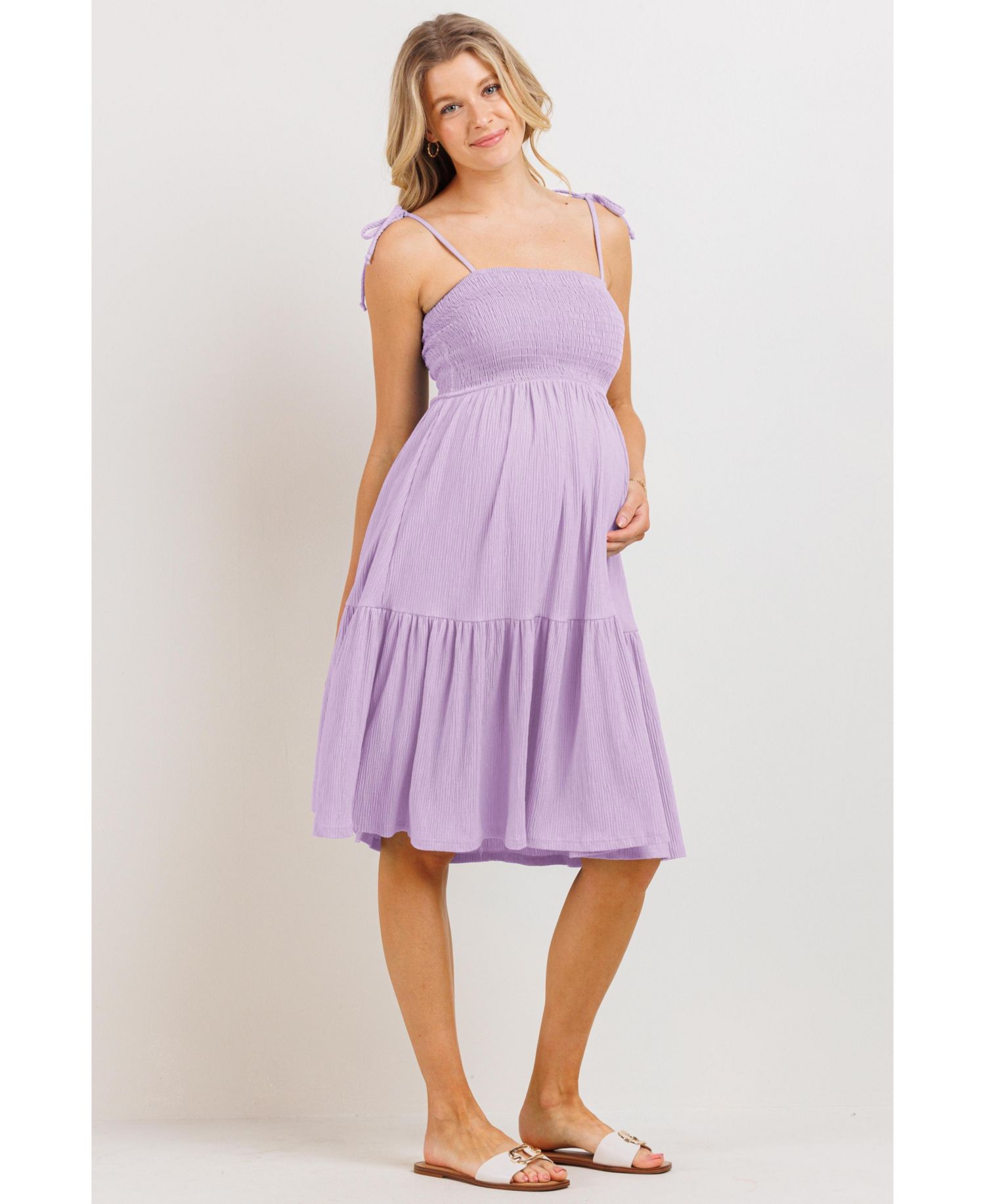 Women's Tiered Smocked Sundress with Tie Straps