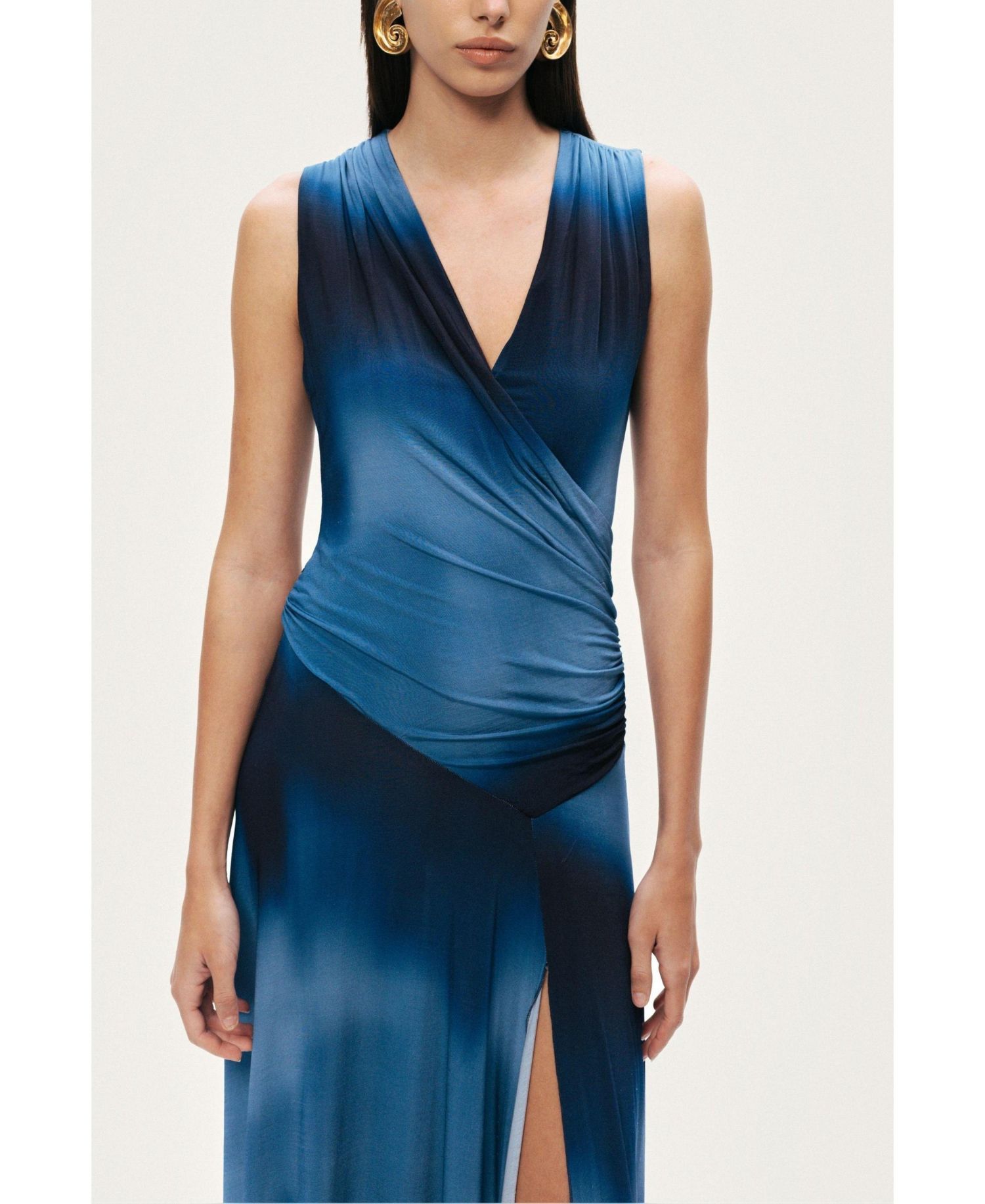Women's Draped Asymmetric Maxi Dress