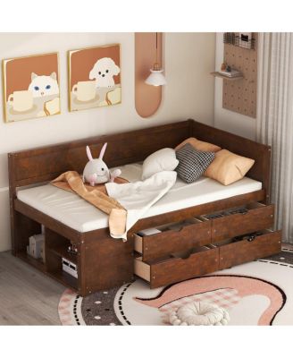 Daybed with Drawers and Shelves