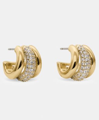 Cubic Zirconia Tiny Twinkles Pave Trio Huggie Earrings
