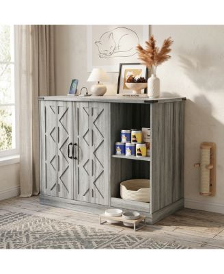 Modern Cat Litter Box Cabinet with Power Outlet and Storage