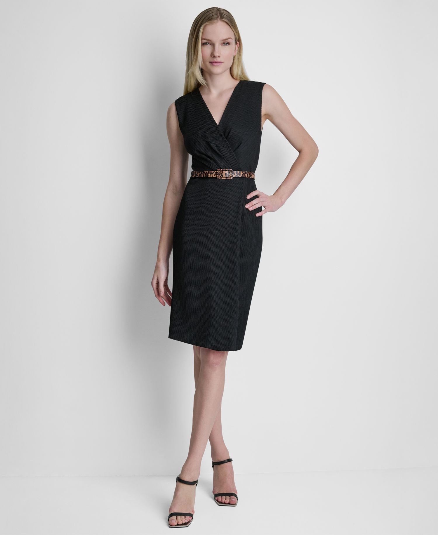 Women's V-Neck Belted Midi Dress