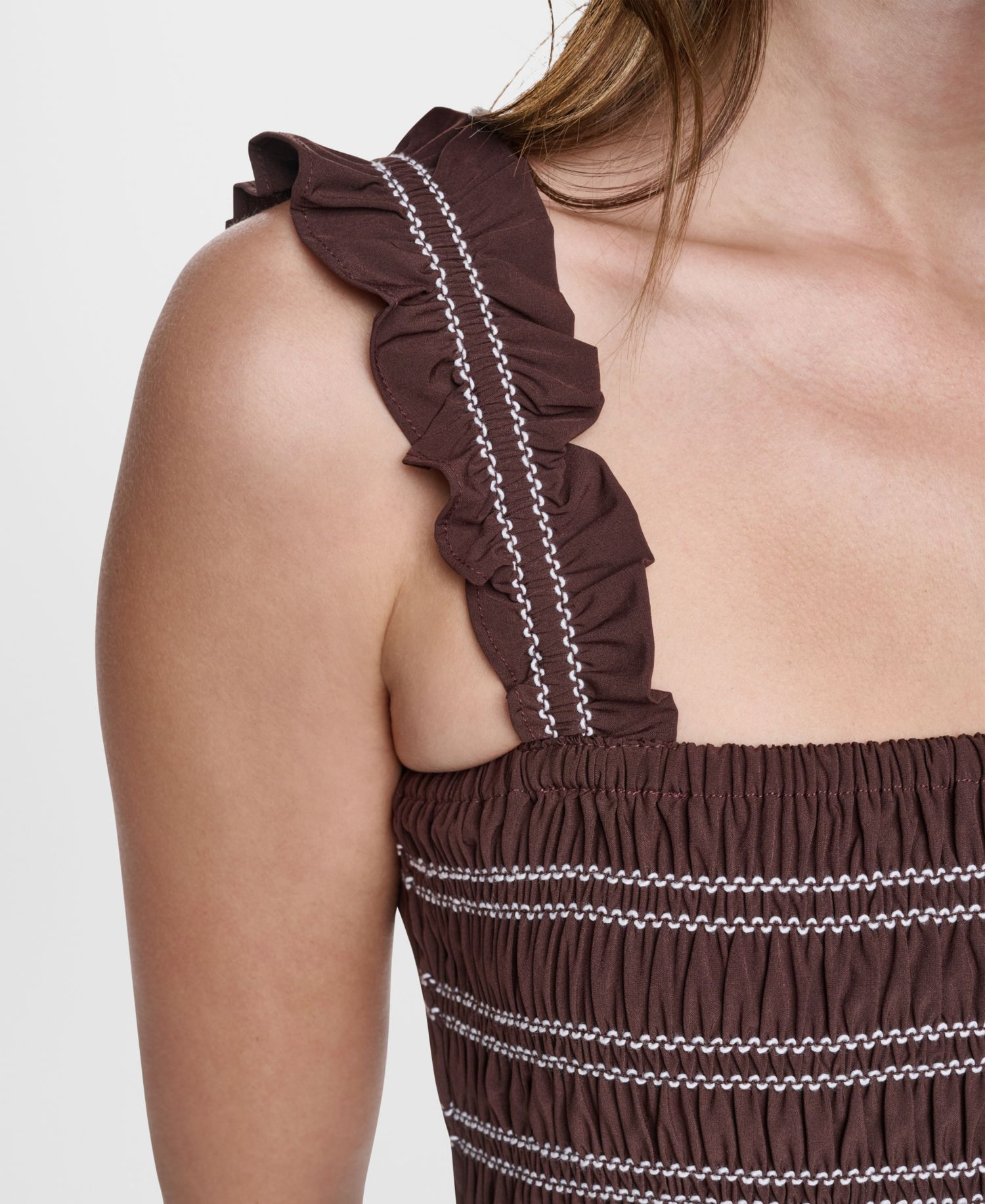 Women's Smocked Bodice Sleeveless Midi Dress