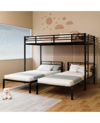Triple Bunk Bed for Kids, Separates Into 3 Twin Beds, Metal