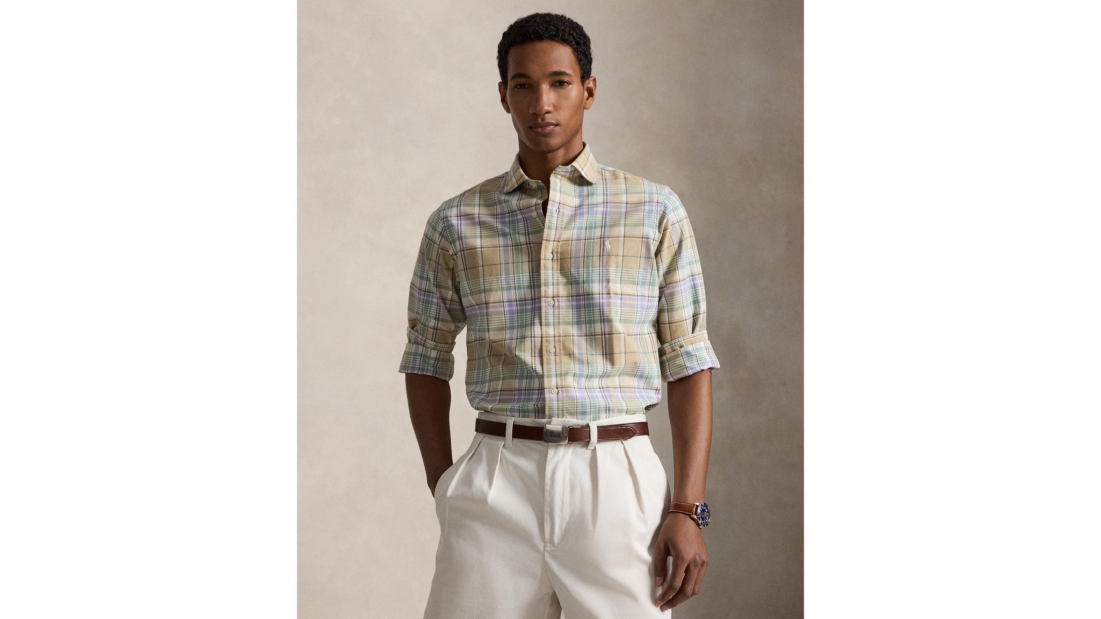 Polo Ralph Lauren Men's Custom-Fit Plaid Oxford Shirt