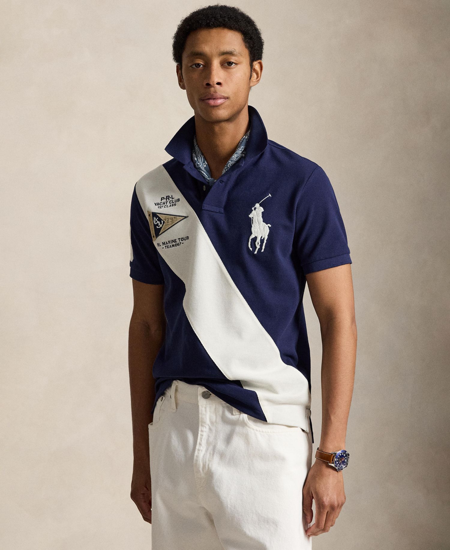 Men's Custom Slim-Fit Big Pony Mesh Polo Shirt
