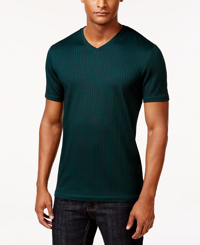 Alfani Collection Men's Mercerized Textured Crew Neck T-Shirt, Created ...
