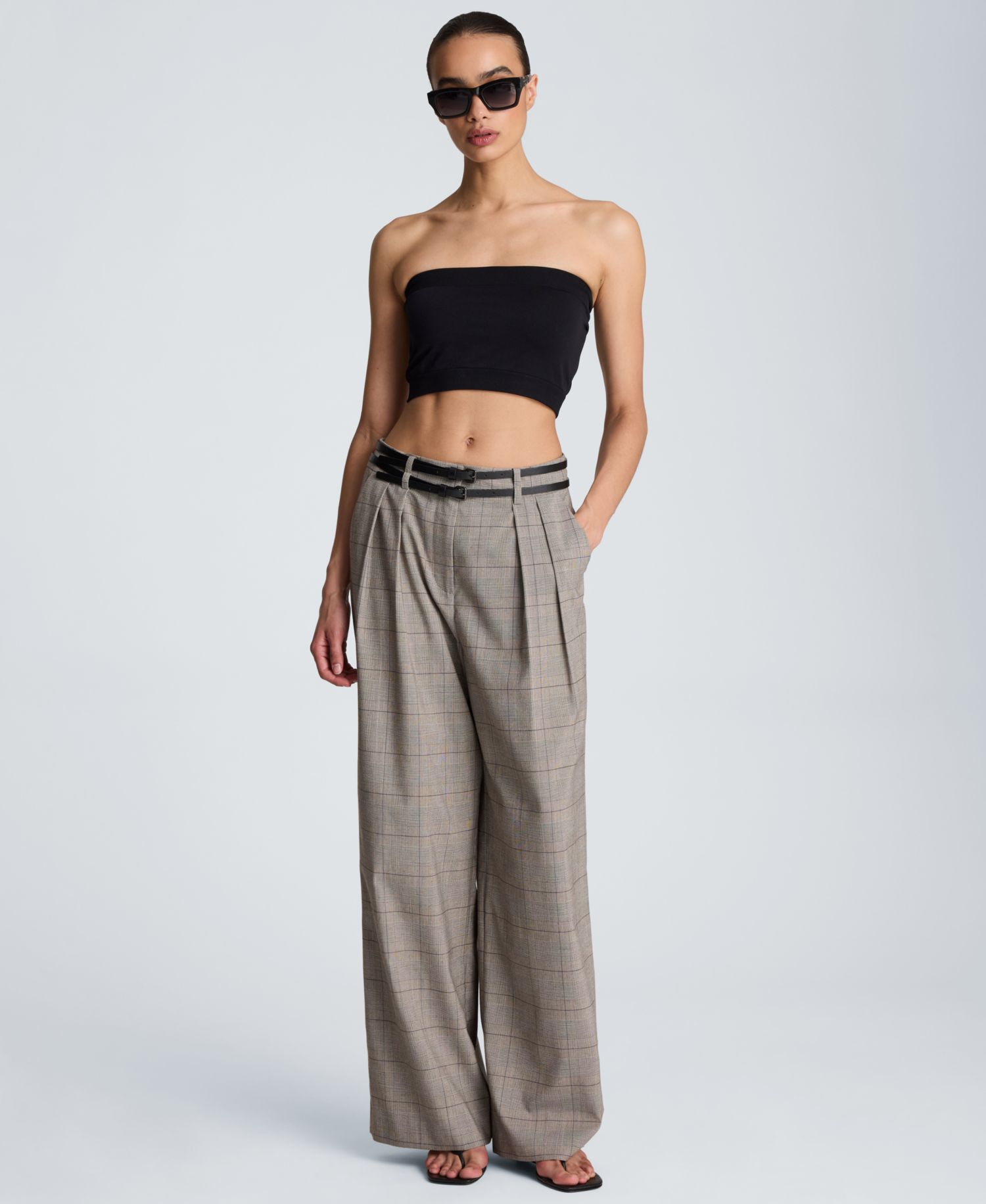 Women's Wide-Leg Double Belt Pants