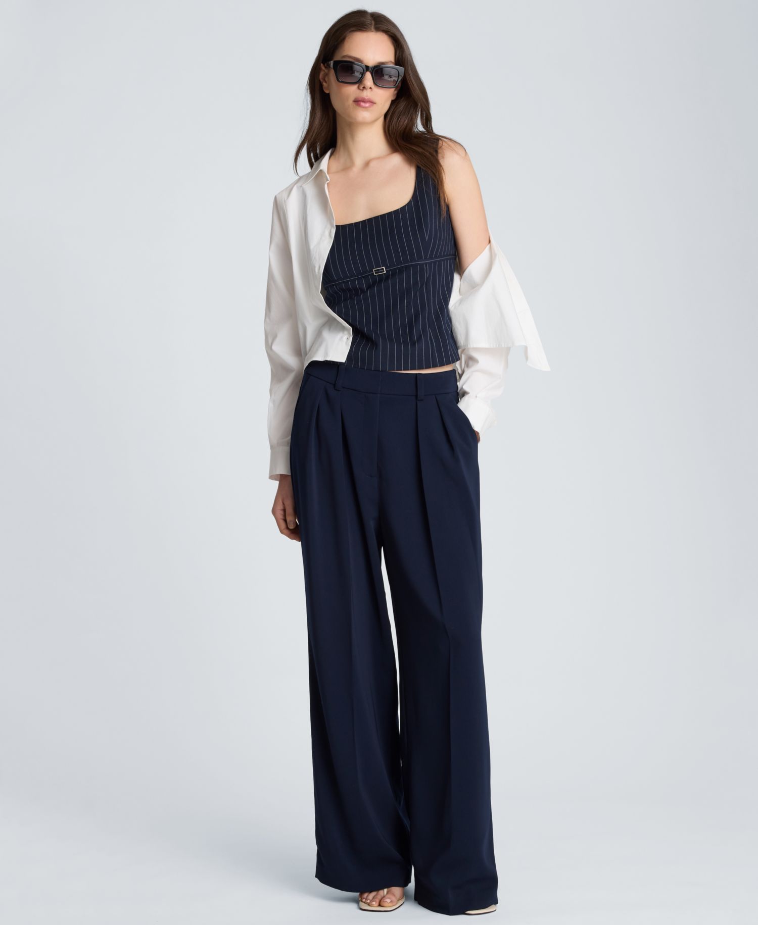Women's High-Rise Wide-Leg Pleated Pants