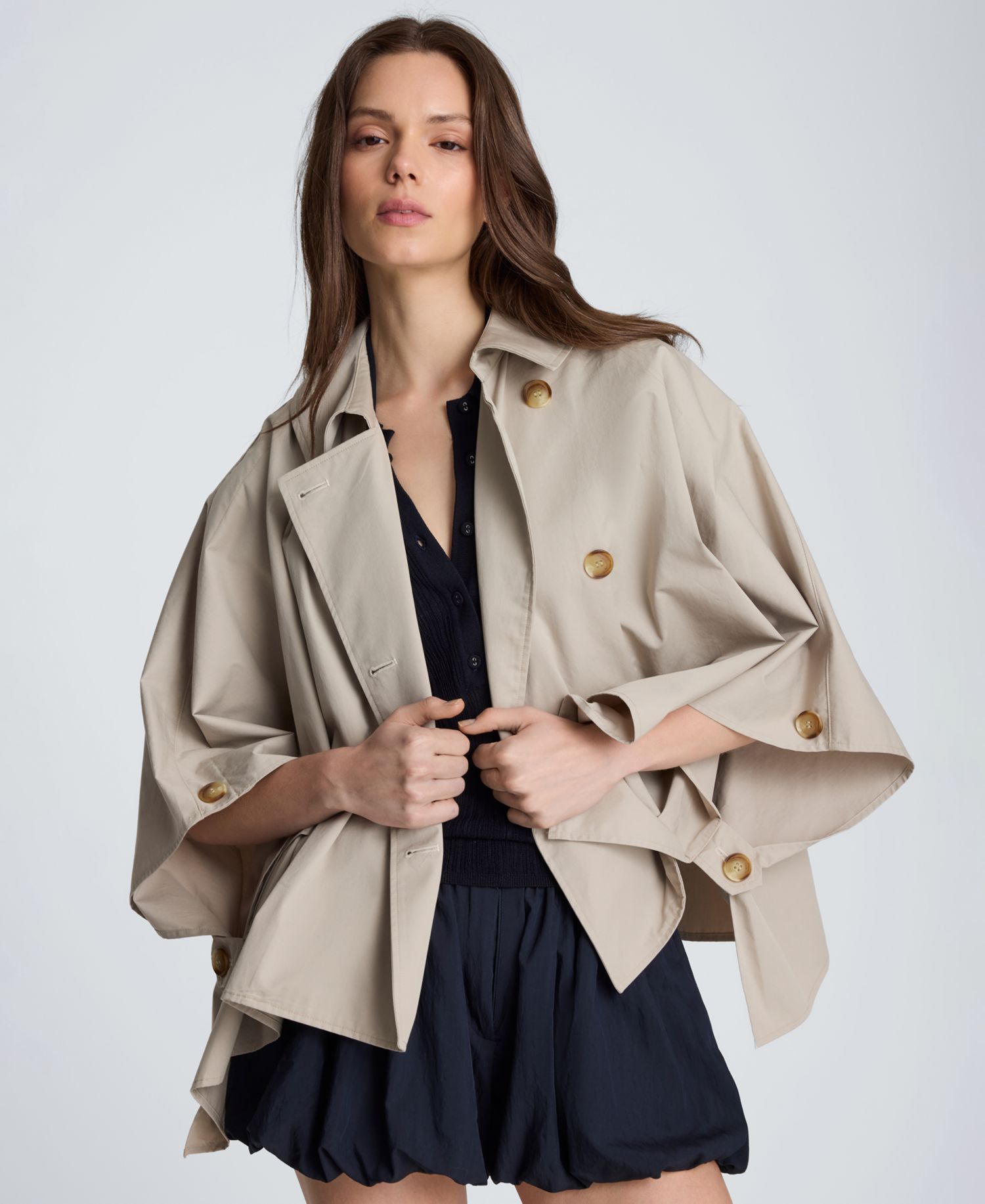 Women's Notch Collar Trench Cape Jacket