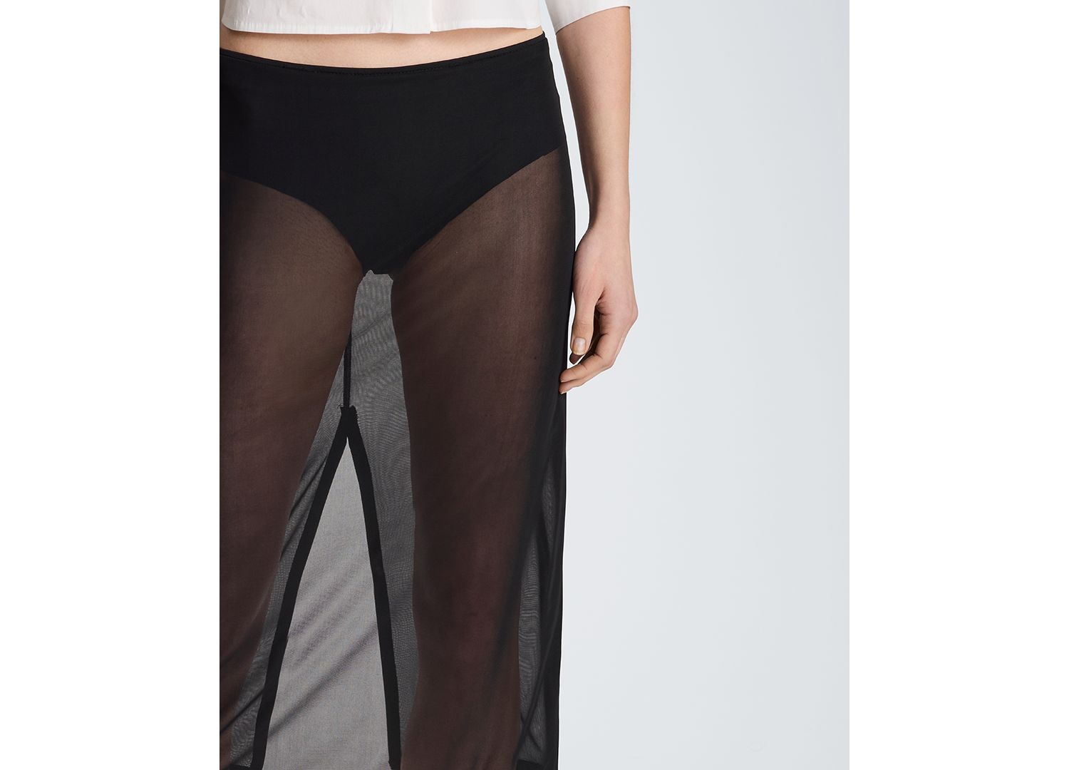 Women's Pull on Mesh Midi Skirt with built in underwear