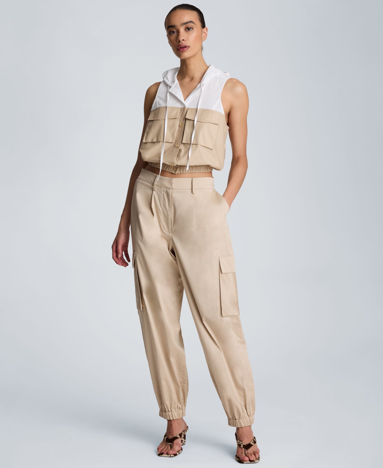 Women's High Rise Front Pleat Cargo Jogger Pants