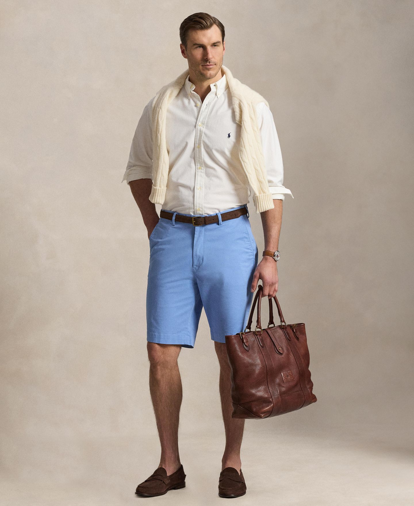 Мужские шорты Polo Ralph Lauren Big & Tall Stretch Classic-Fit Chino, цвет: Синий — фото 2