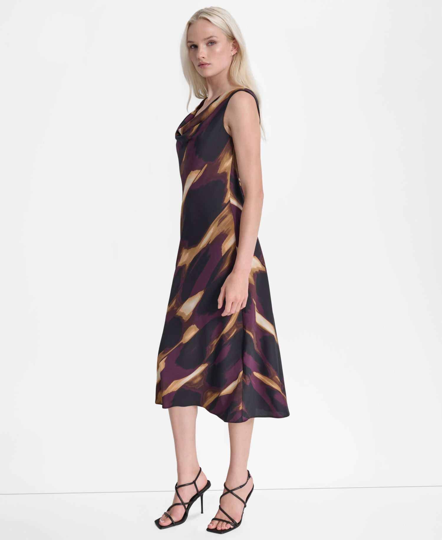 Petite Sleeveless Cowl Neck Midi Dress