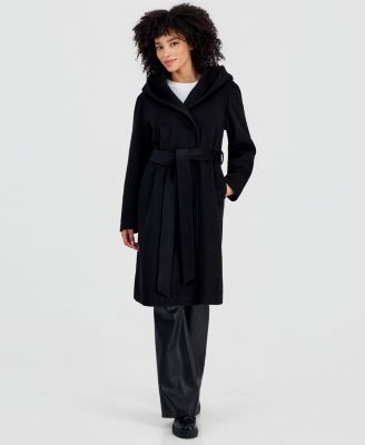 Women's Hooded Tie-Belt Wrap Coat