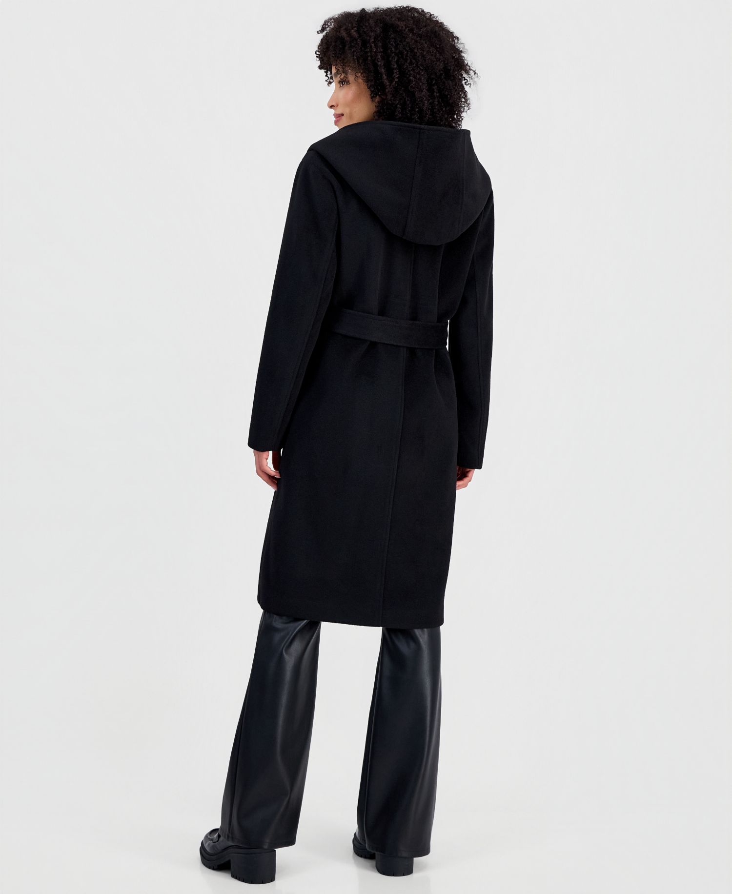 Women's Hooded Tie-Belt Wrap Coat