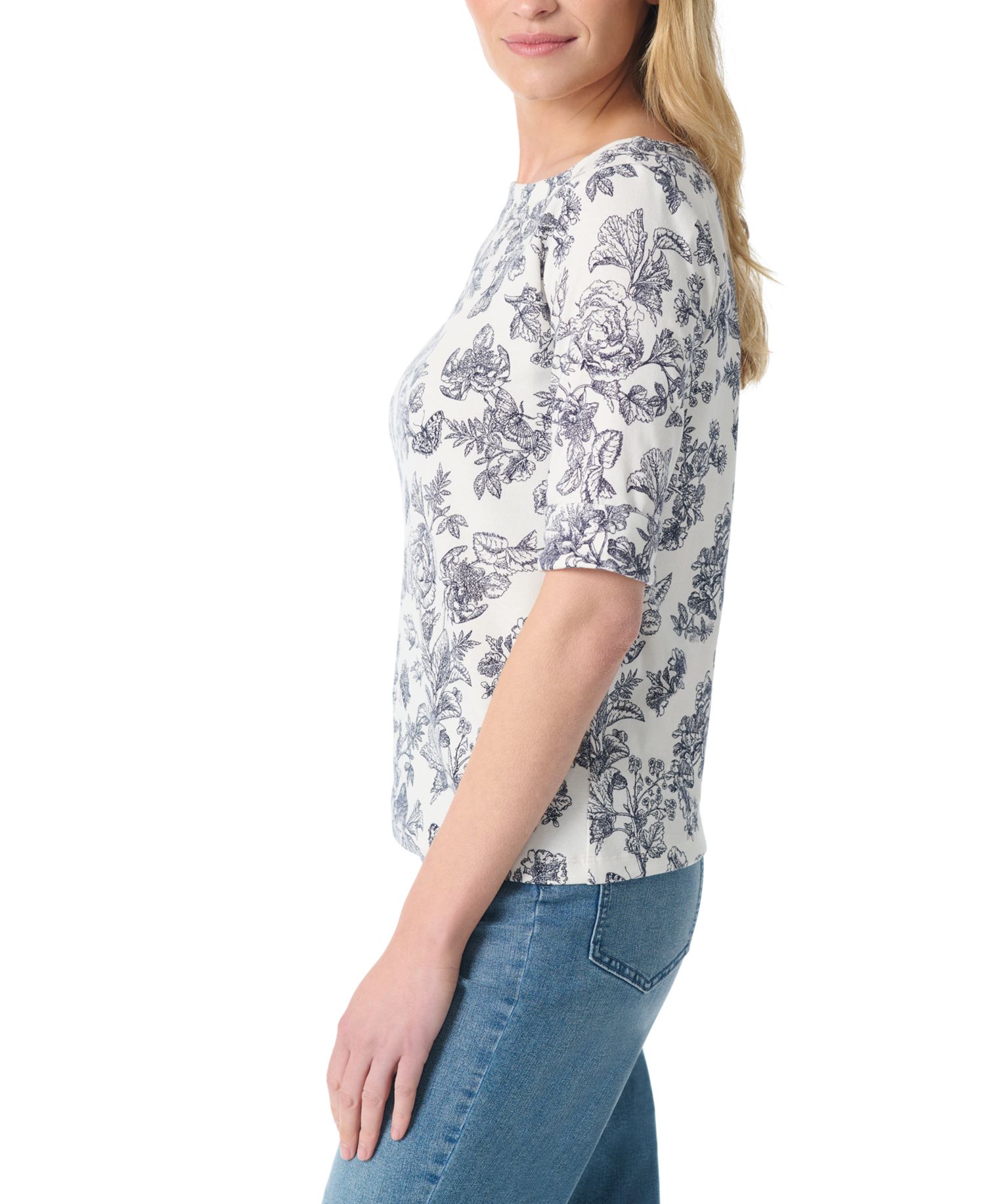 Women's Printed Cuffed- 3/4 Sleeve T-Shirt