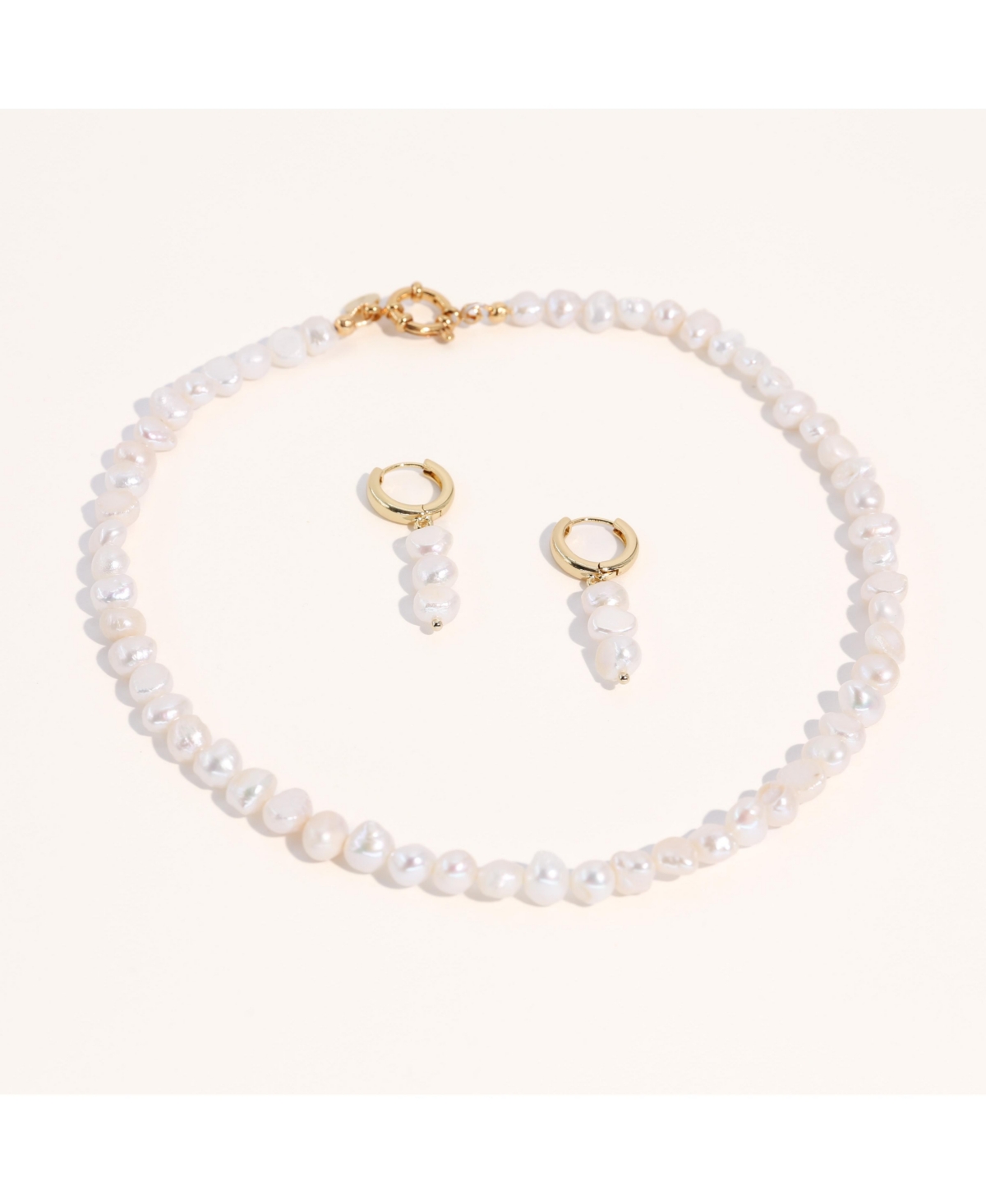 Joey Baby 2-Piece Gift Set 18K Plated Freshwater Pearl Necklace and Earrings