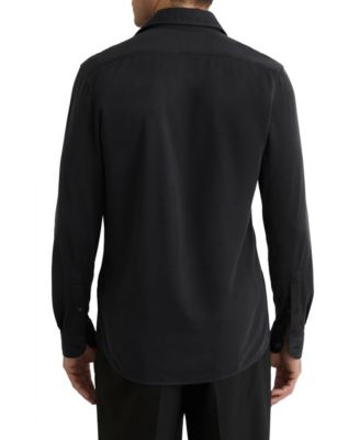 black dress shirt no collar Men's 4-Way Stretch ¬† Designed with practicality in mind No Collar Button Down Shirt