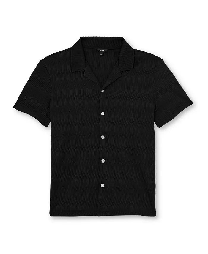 Men's Aleo Textured-Wave Cuban-Collar Shirt - thumbnail 2
