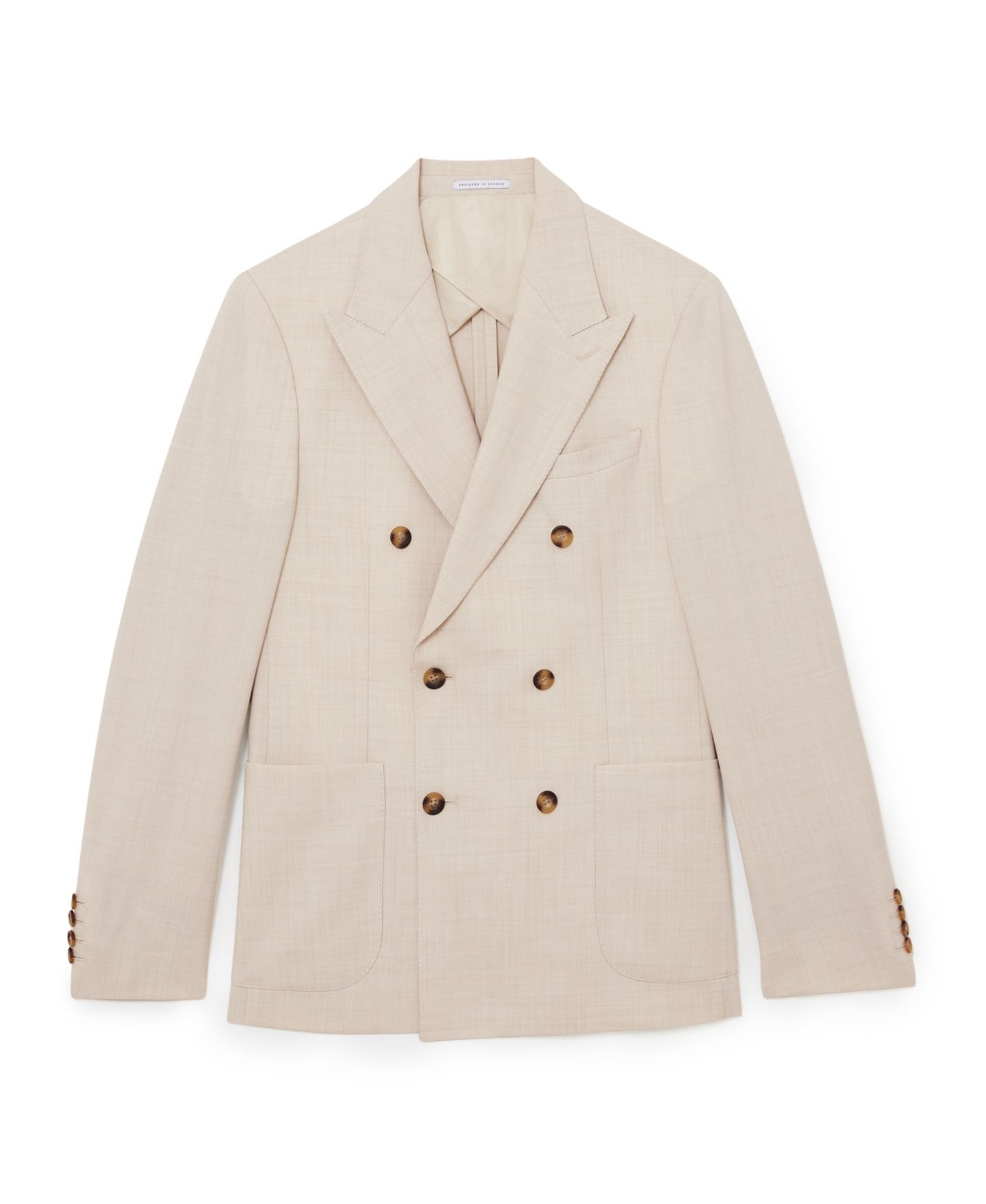 Мужской пиджак REISS ManciTailored-Fit Double-Breasted Herringbone Blazer, цвет: Серо-бежевый — фото 2