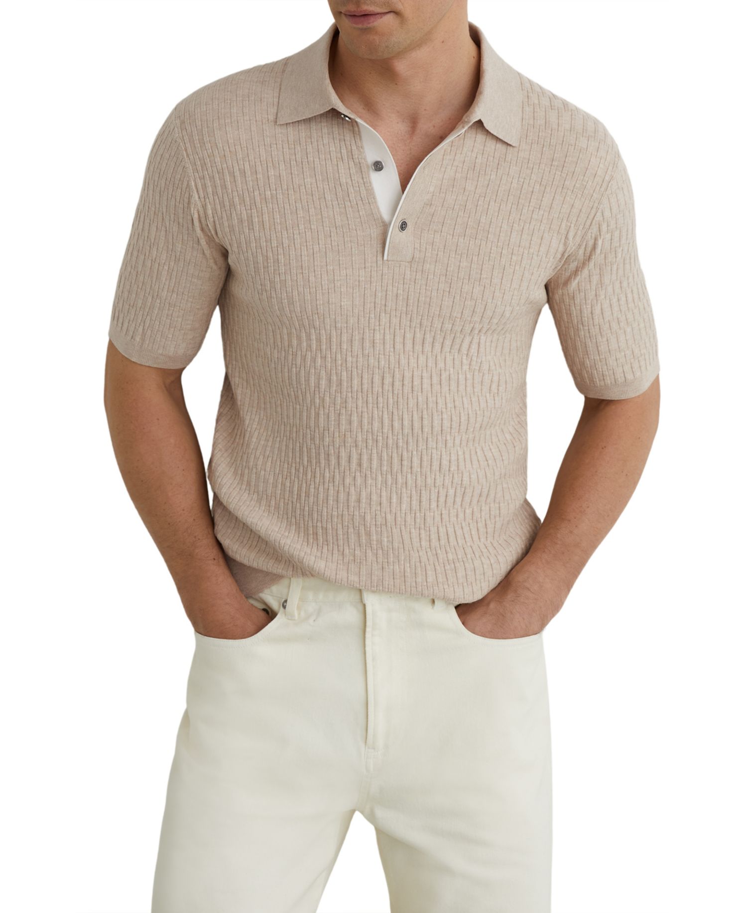 Men's Era Textured-Knit Half-Button Polo Shirt