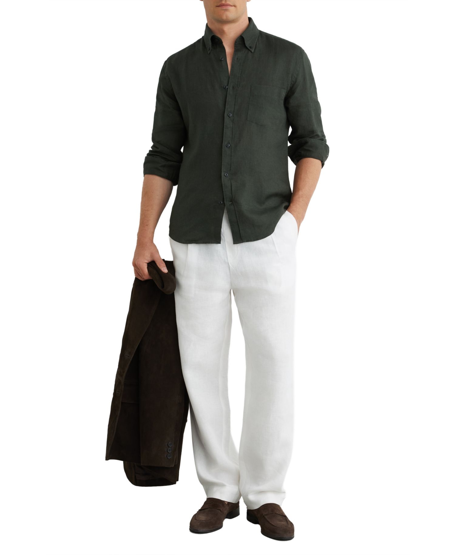 Men's Queens Linen Regular-Fit Button-Down Shirt
