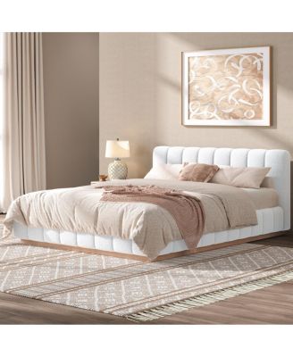 Queen Size Boucle Upholstered Platform Bed Frame