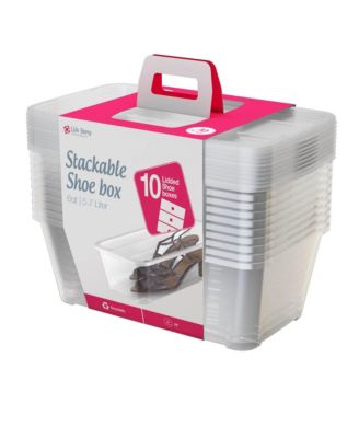 6L Shoe and Closet Storage Box Stacking Containers, Clear (10 Pack)