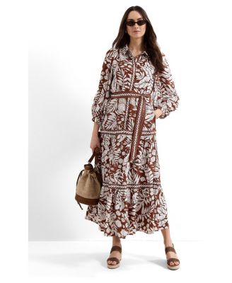 phase eight floral midi dress Phase Eight Coralie Tan Print Midi Dress Tan Size 8
