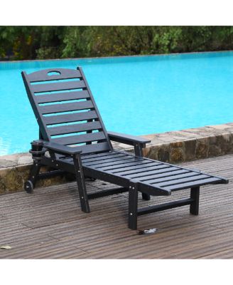 4-Position Adjustable HDPE Outdoor Chaise Lounge Chair