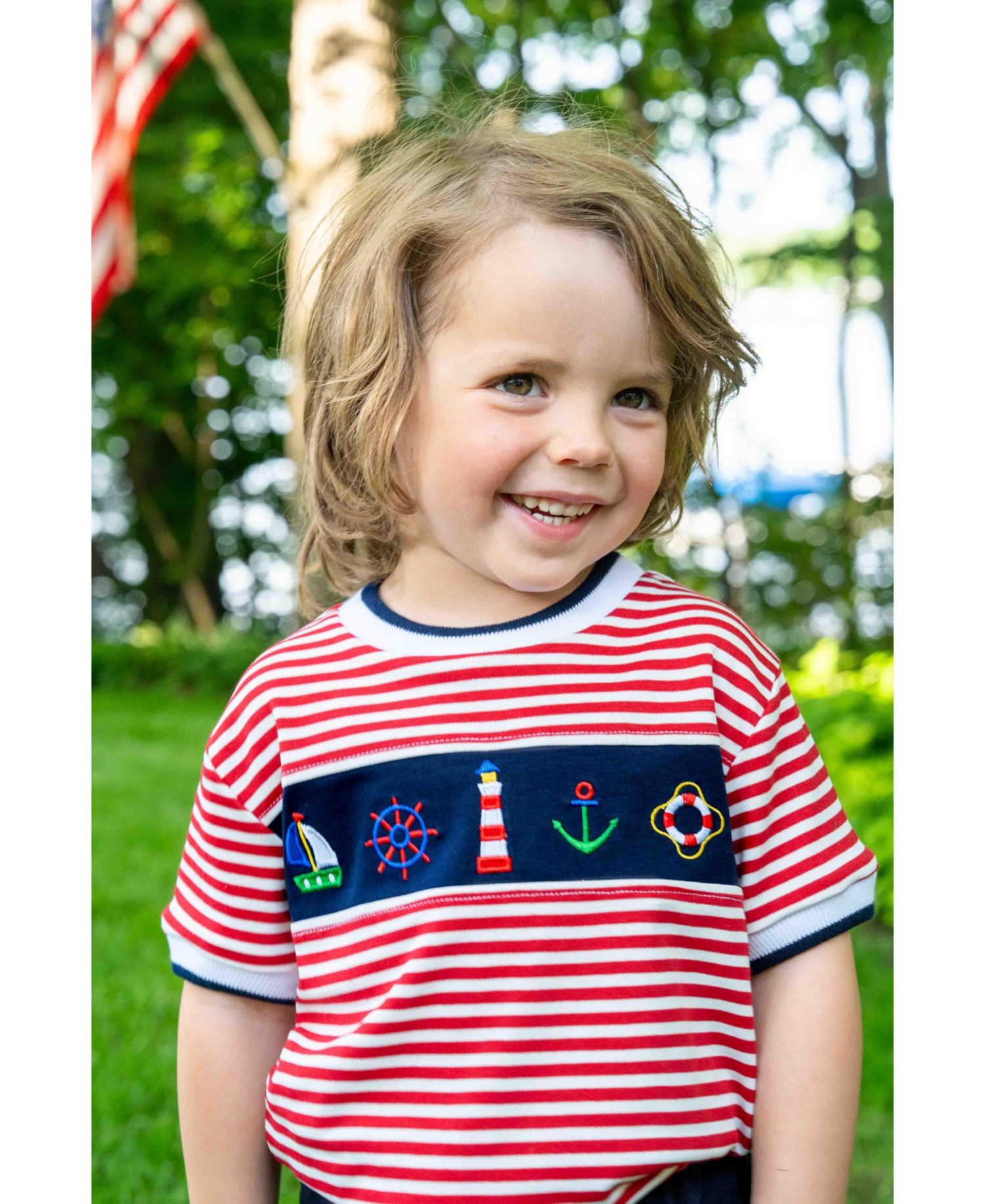 Little Boys Knit Short Set With Nautical Applique