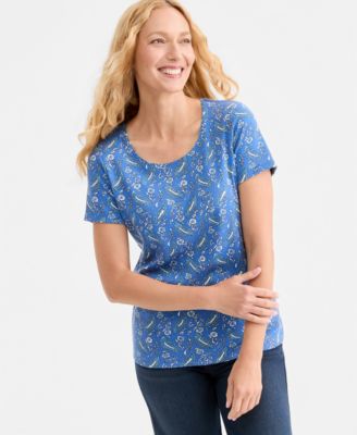 Women's Printed Short-Sleeve Scoop-Neck Top
