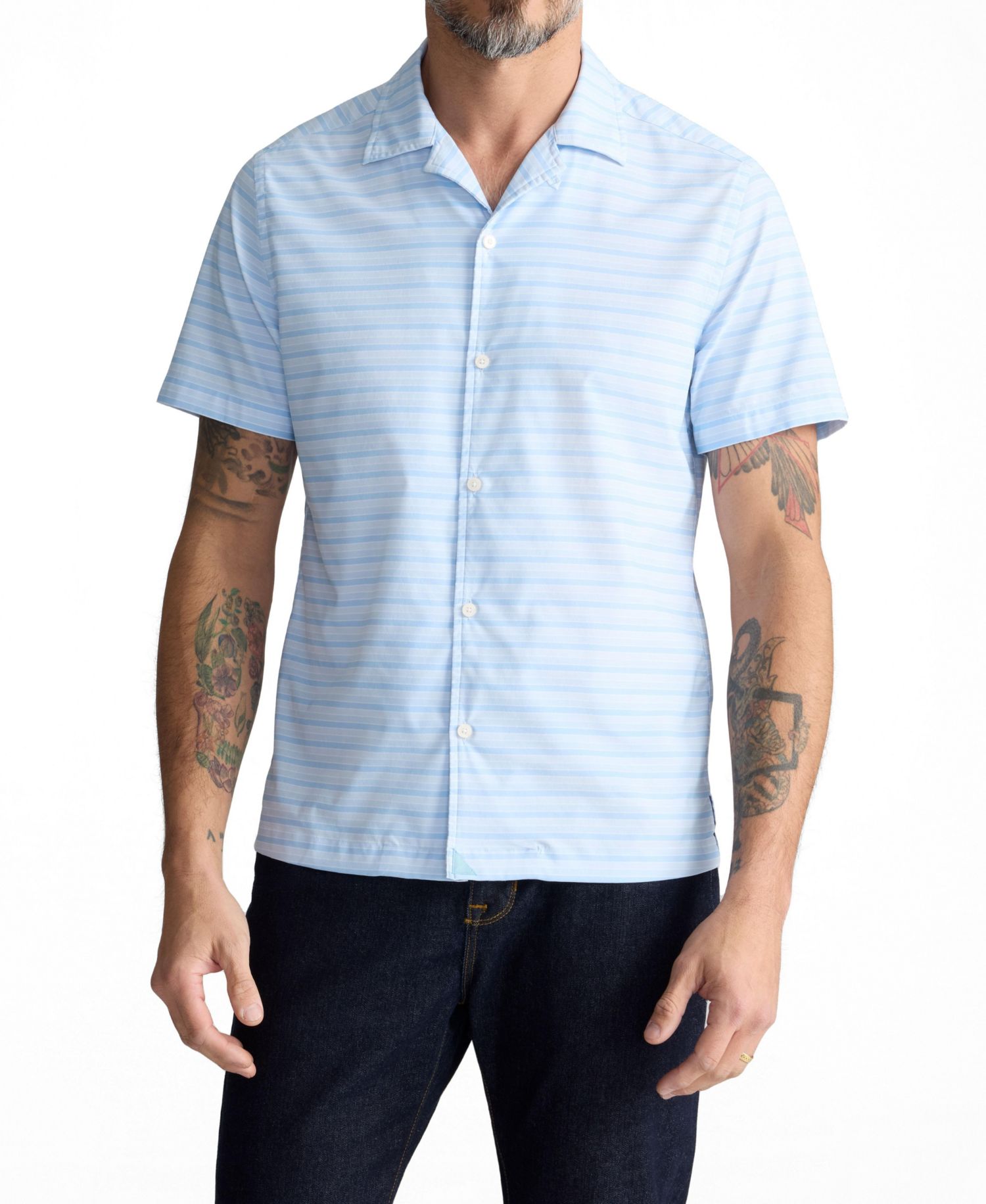Men's Regular Fit Performance Short-Sleeve Camp Collar Shirt
