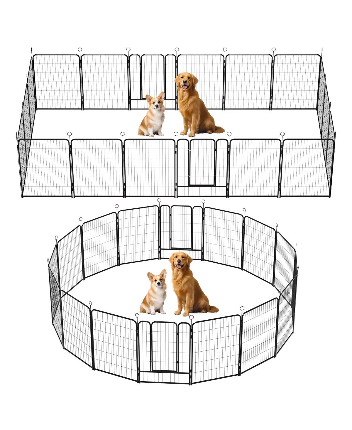 Streamdale Furniture 16-Panel 40-Inch Heavy-Duty Metal Dog Playpen - Indoor/Outdoor Pet Fence