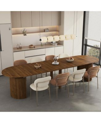 Extendable Foldable Dining Table for 1-10 People, Multifunctional Wood Console