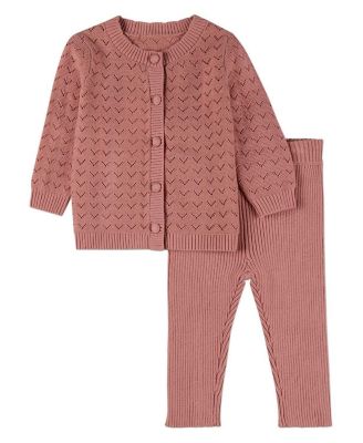 Little Girls 100% Cotton Chevron Knit Cardigan Set