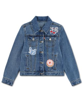 Girls' 7-16 Patched Denim Trucker Jacket