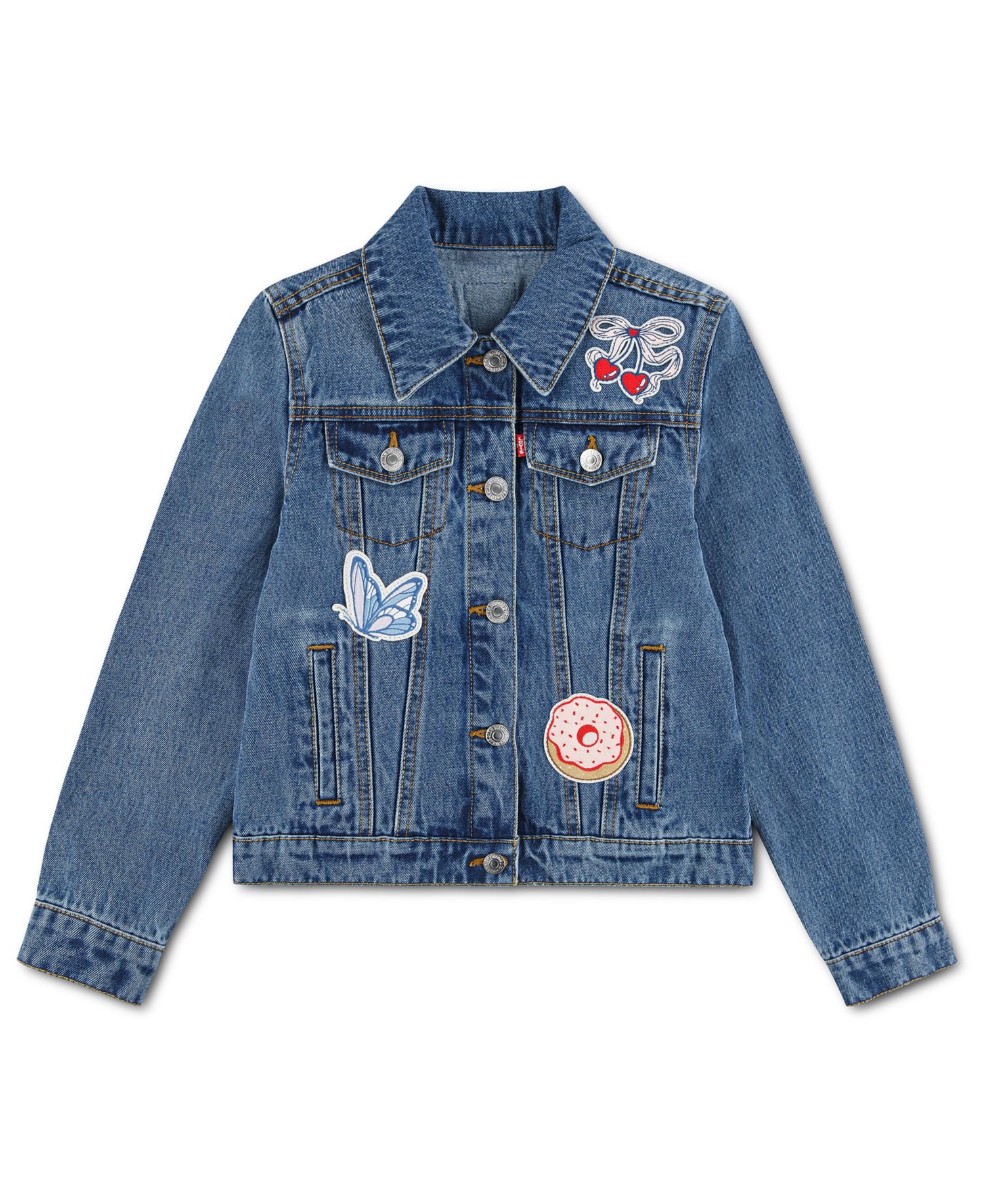 Girls' 7-16 Patched Denim Trucker Jacket