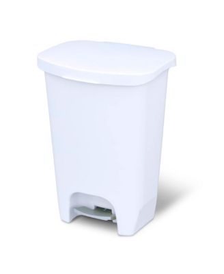 Kitchen Trash Can with Lid, Foot Pedal and Garbage Bag Rings, 13 Gal, White