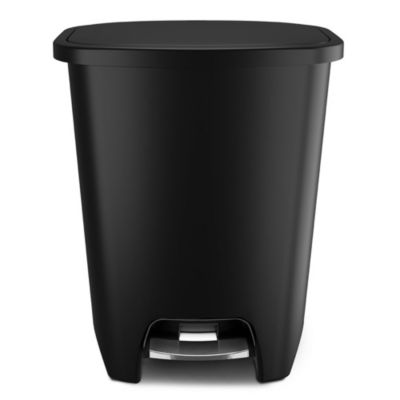 Trash Can with Lid, Stainless Foot Pedal and Garbage Bag Rings, 20 Gal, Black
