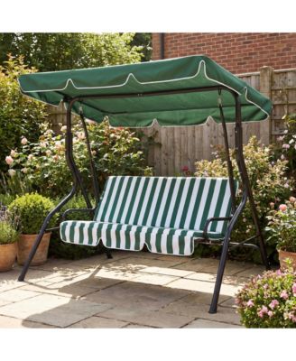 3-Seat Outdoor Swing with Adjustable Canopy, Waterproof Cushions, Heavy-Duty Steel Frame, Patio Glider for Backyard, Porch, Lawn, Garden