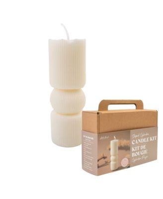 Decorative Candle Making Kit, White Striped Cylinder Shape DIY Art Kit for Home Decor Accessories