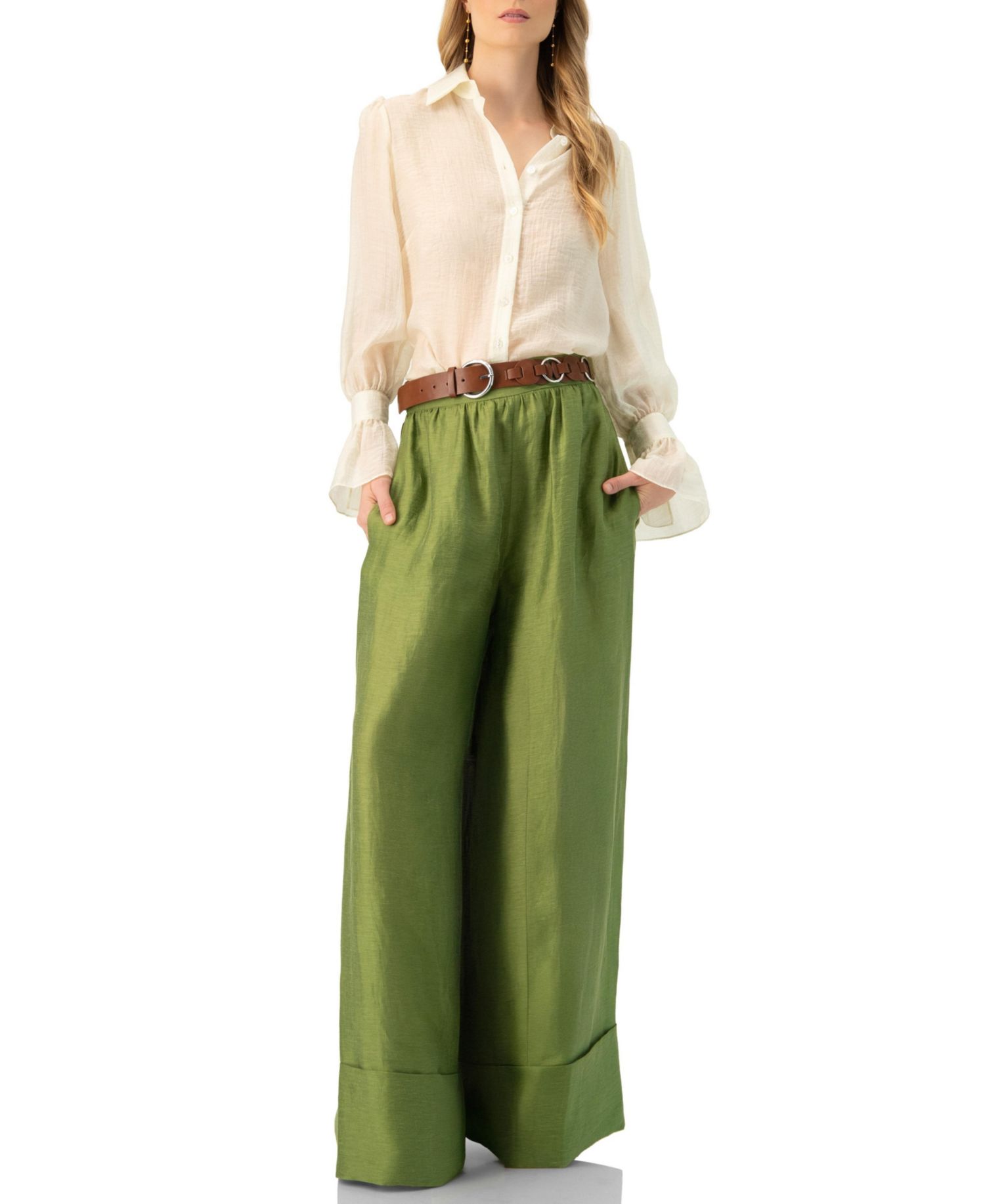 Women's Linen Maxi Wide-Leg Pants