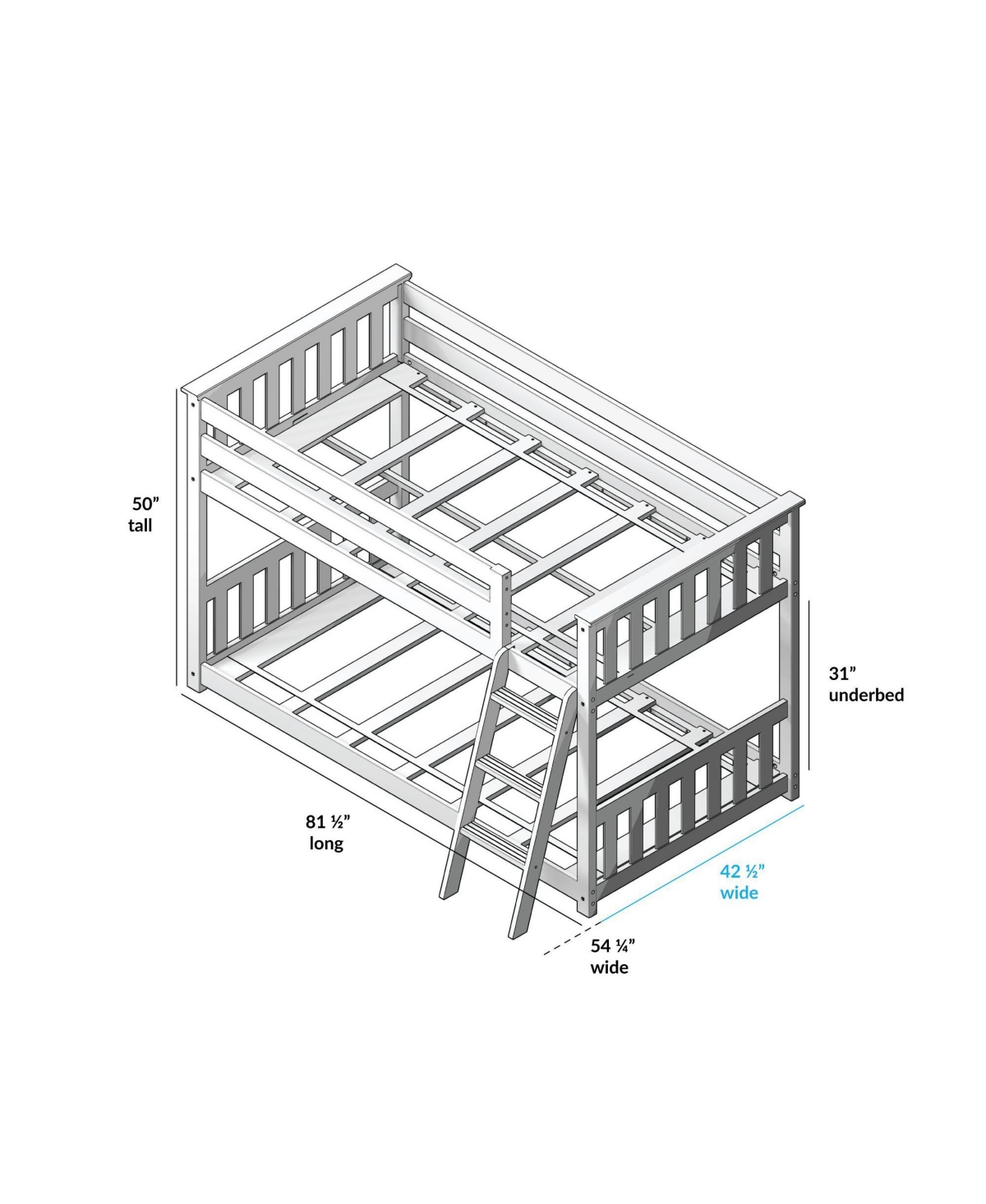 Max & Lily Twin over Low Bunk with Single Guard Rail
